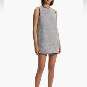 THEORY SLEEVELESS COTTON BLEND TWEED SHIFT MINIDRESS various sizes black/white